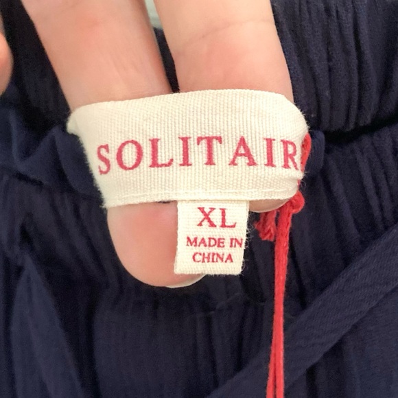 Solitaire Navy Blue Maxi Skirt Crochet & Tassel Details Size XL NEW - Picture 3 of 13